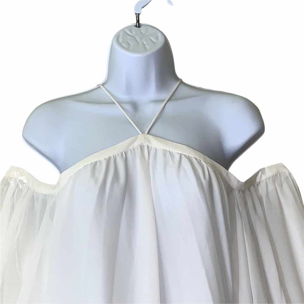 1. State Off Shoulder Halter White Chiffon Blouse - Picture 5 of 15